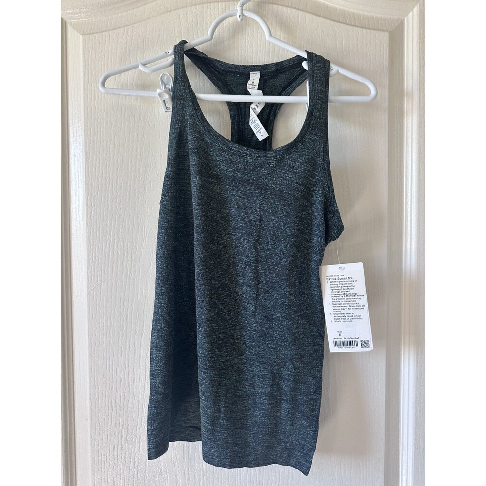 NWT Lululemon Swiftly Tech 2.0 Racerback Black/Deep Coal Size 6
